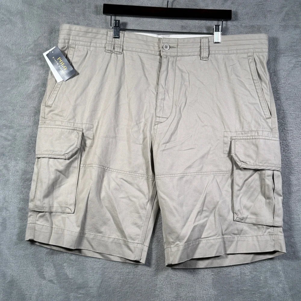 Polo Ralph Lauren Cargo Shorts Mens 42T (Act 44) Tall Beige Cotton $120
